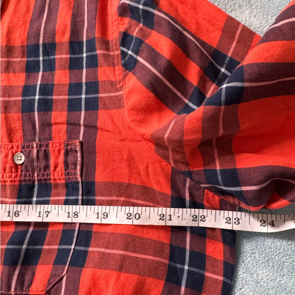 STYLUS Vibrant Orange and Black Plaid Shirt in size XL. Buttons down long sleeve